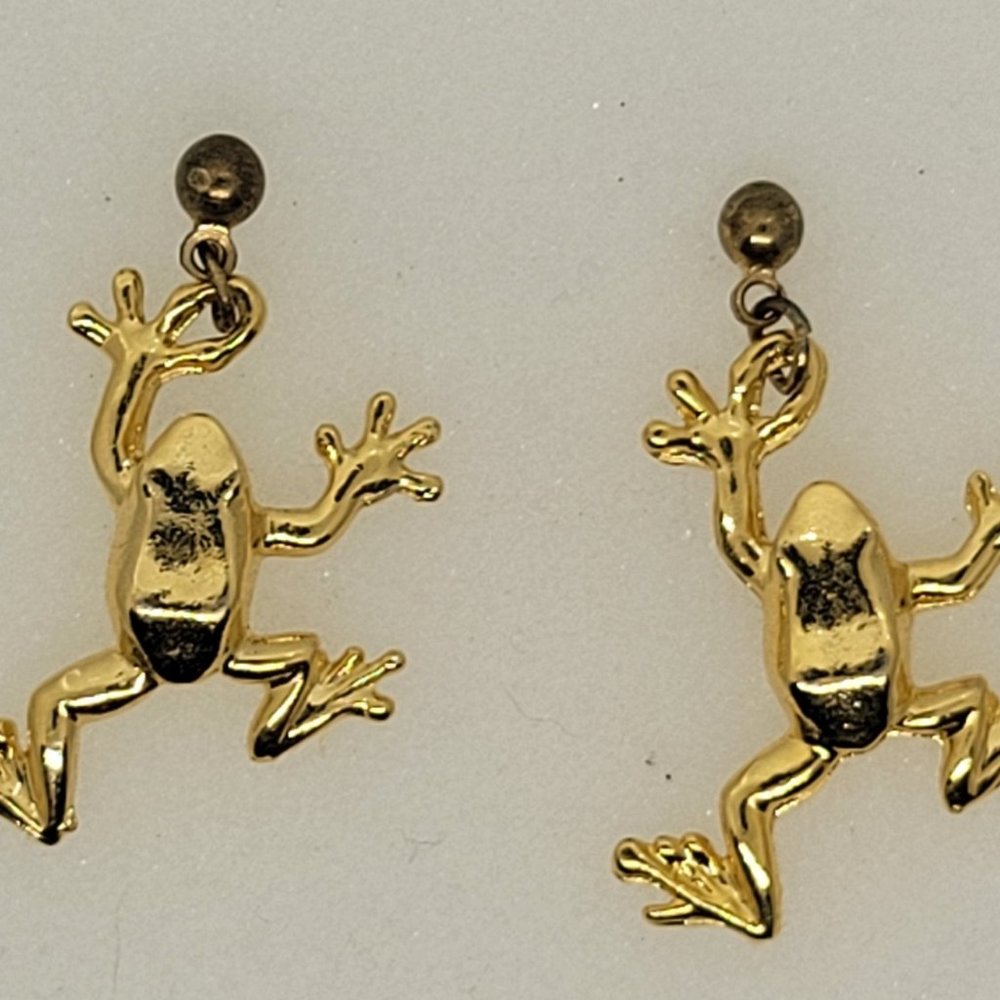 Earrings Gold Frog (post/stud) E_OT0005.